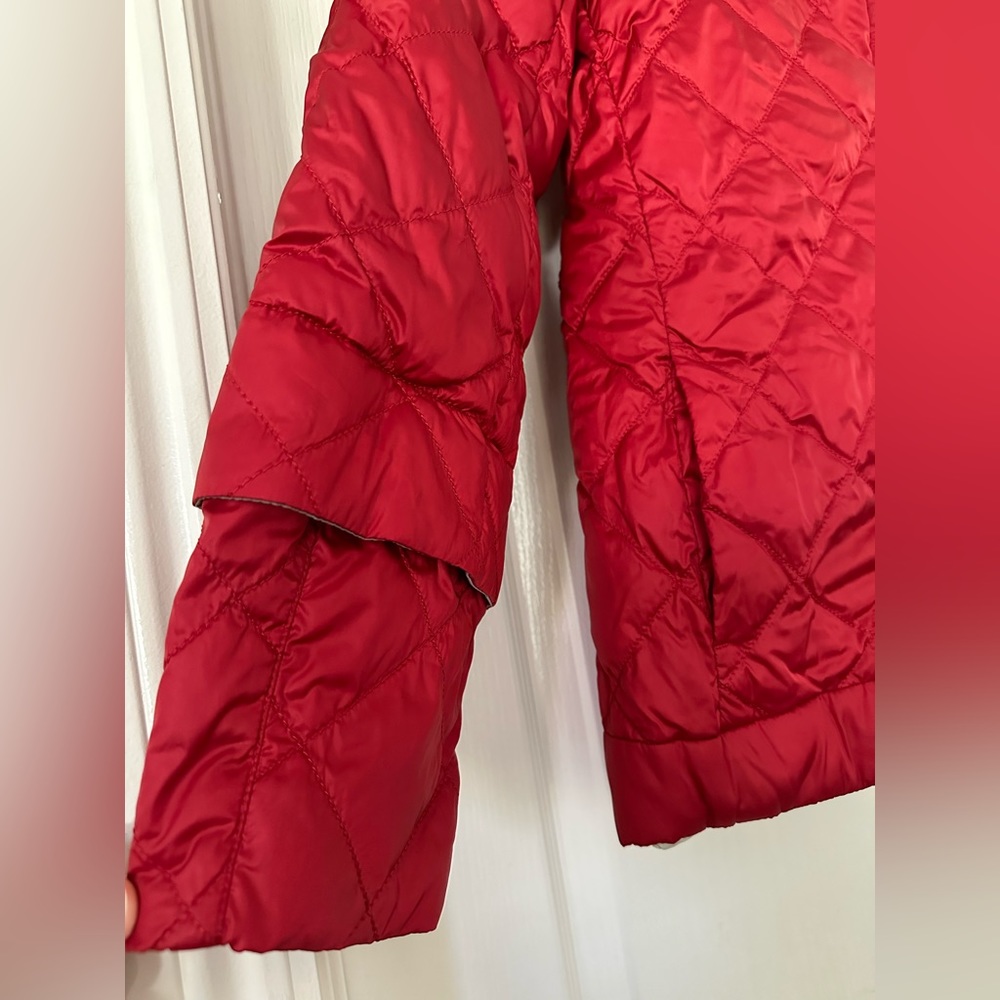 ‘S MAX MARA Reversible Red / Beige Down Hooded Jacket sz 6 Small - Picture 2 of 10